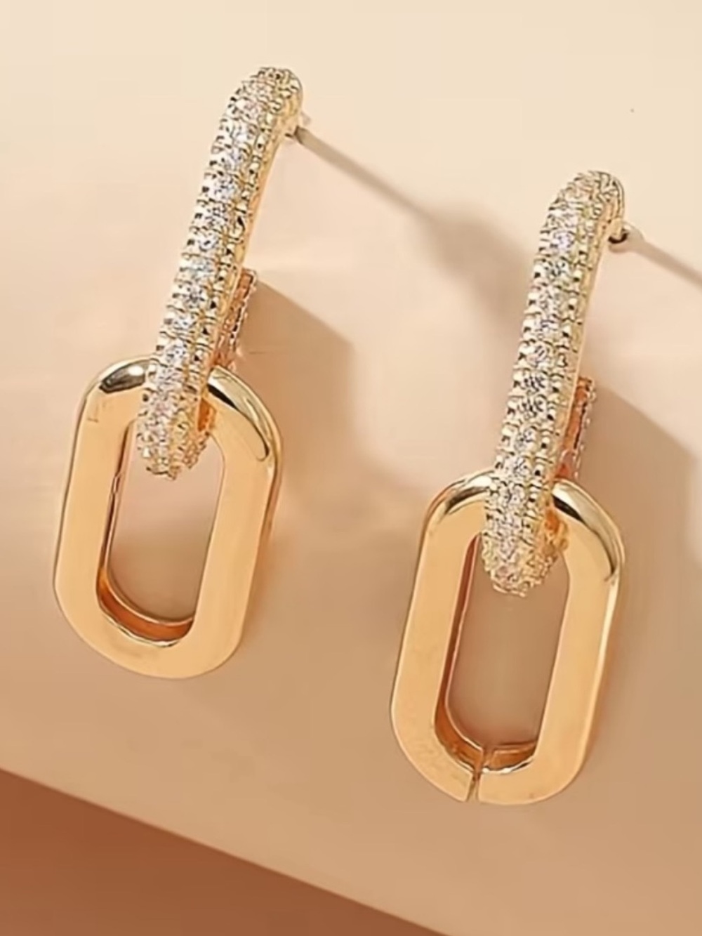 Gold Pavé Hoop Drop Earrings - Elegant Women’s Jewelry
